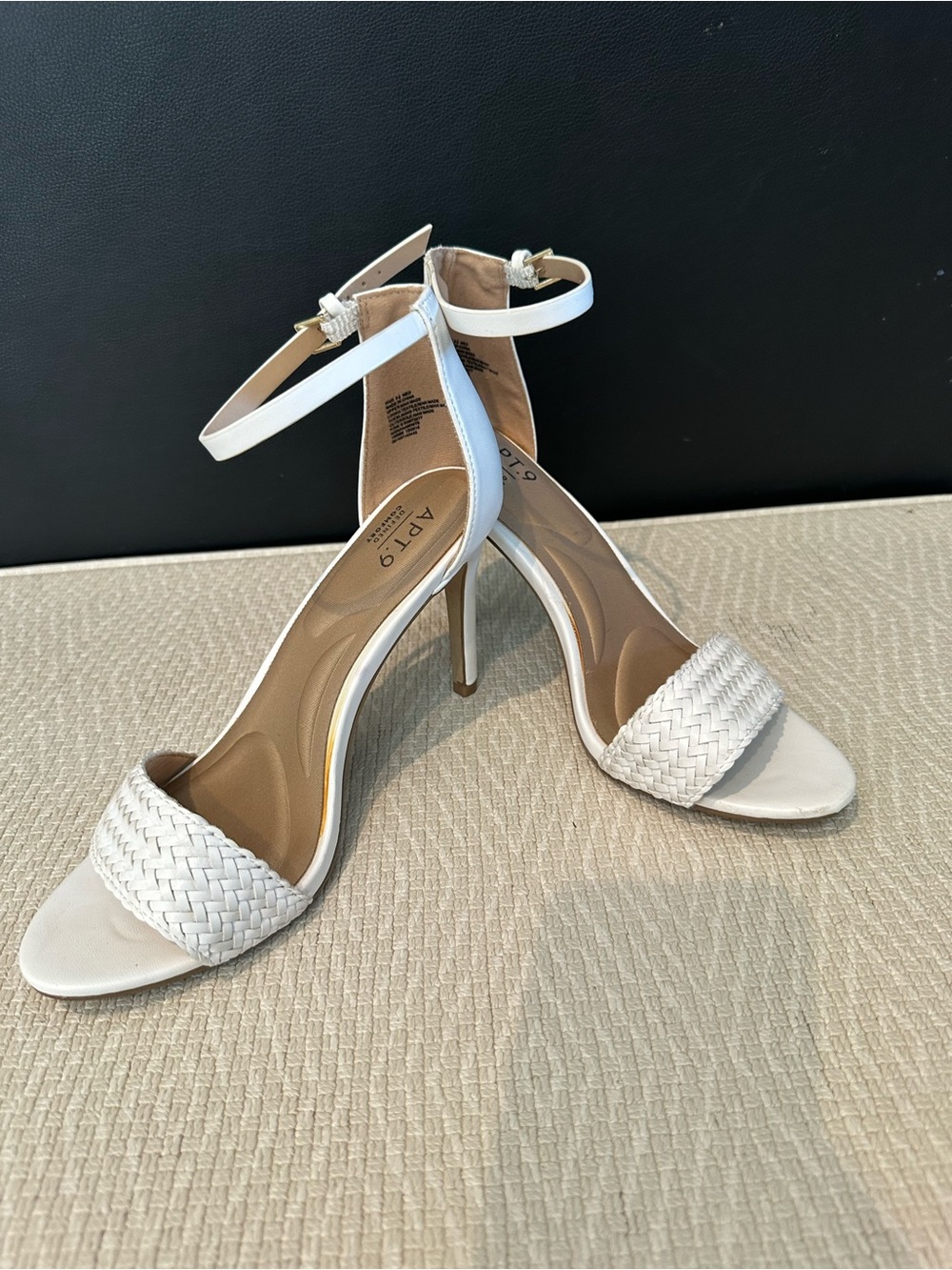 Apt. 9 White Braided Toe Ankle-Strap Stiletto Sandals